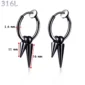 Faux Piercing Créoles Double Spike Acier 316L Noir PVD.