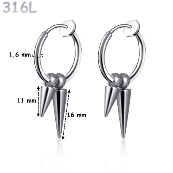 Faux Piercing Créoles Double Spike Acier 316L Poli Faux Piercing Créoles Double Spike Acier 316L Poli.