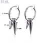 Faux Piercing Créoles Double Spike Acier 316L Poli.