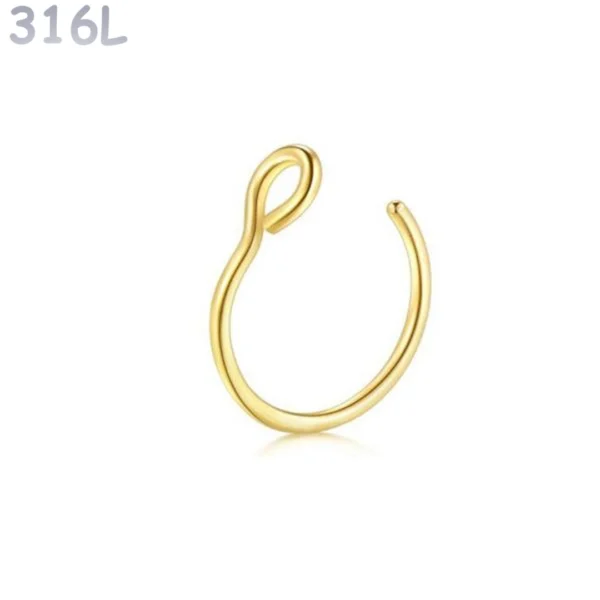 Faux Piercing Narine Anneau Acier 316L Doré PVD Faux Piercing Narine Anneau Acier 316L Doré PVD.