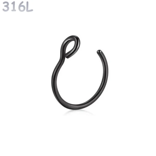 Faux Piercing Narine Anneau Acier 316L Noir PVD Faux Piercing Narine Anneau Acier 316L Noir PVD.
