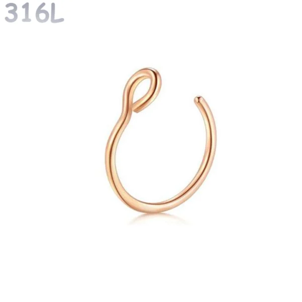 Faux Piercing Narine Anneau Acier 316L Or Rose PVD Faux Piercing Narine Anneau Acier 316L Or Rose PVD.