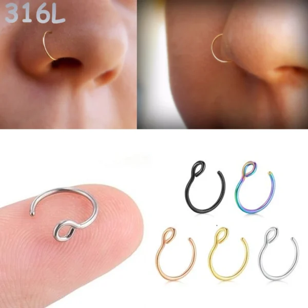 Faux Piercing Narine Anneau Acier 316L (Sans Perçage).