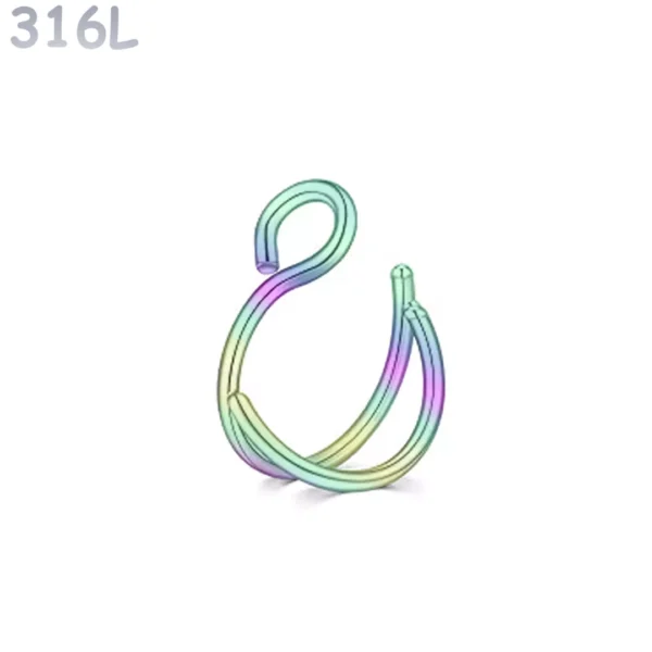 Faux Piercing Narine Double Anneau Acier 316L Multicolore PVD Faux Piercing Narine Double Anneau Acier 316L Multicolore PVD.
