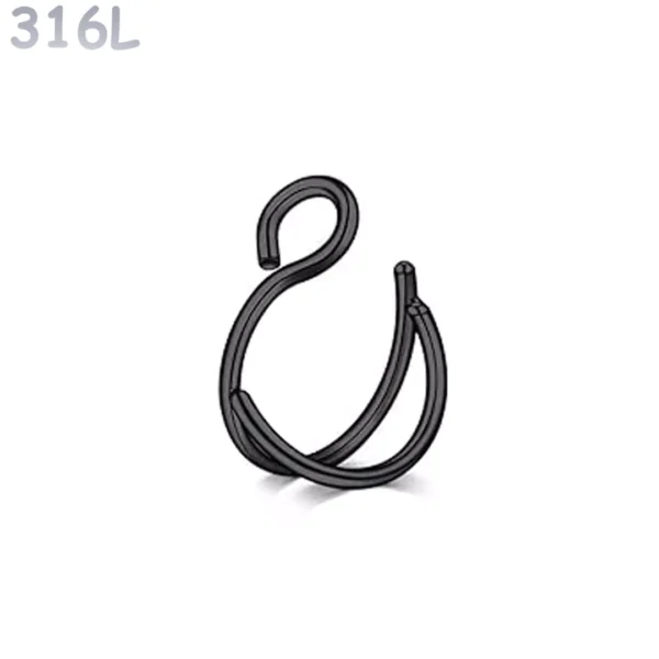 Faux Piercing Narine Double Anneau Acier 316L Noir PVD Faux Piercing Narine Double Anneau Acier 316L Noir PVD.