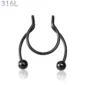Faux Piercing Nez Septum Fer à Cheval à Billes Acier 316L Noir PVD