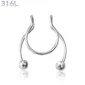Faux Piercing Nez Septum Fer à Cheval à Billes Acier 316L Poli