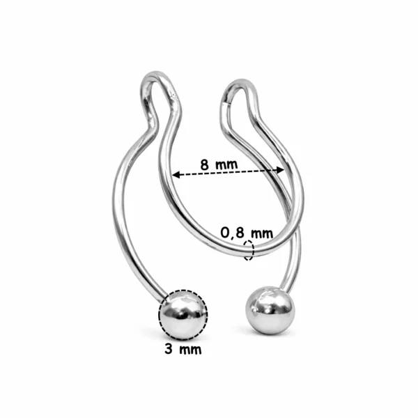 Faux Piercing Septum Fer à Cheval à Billes Acier 316L (dimensions) Faux Piercing Septum Fer à Cheval à Billes Acier 316L (dimensions)