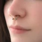 Femme avec Faux Piercing Nez Septum Fer à Cheval à Billes Acier 316L