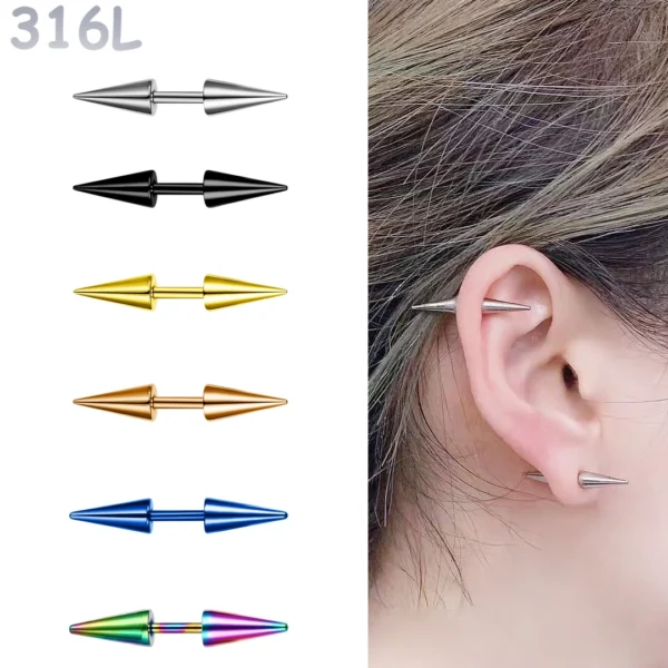 Piercing Barbell Court à Pointes Allongées Acier 316L.