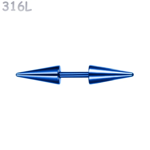 Piercing Barbell Court à Pointes Allongées Acier 316L Bleu Marine PVD Piercing Barbell Court à Pointes Allongées Acier 316L Bleu Marine PVD.