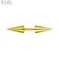 Piercing Barbell Court à Pointes Allongées Acier 316L Doré PVD.