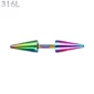 Piercing Barbell Court à Pointes Allongées Acier 316L Multicolore PVD.
