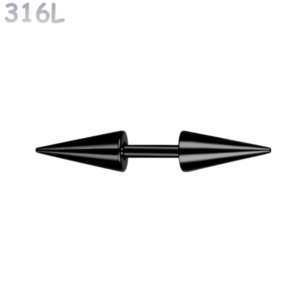 Piercing Barbell Court à Pointes Allongées Acier 316L Noir PVD Piercing Barbell Court à Pointes Allongées Acier 316L Noir PVD.