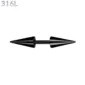 Piercing Barbell Court à Pointes Allongées Acier 316L Noir PVD.