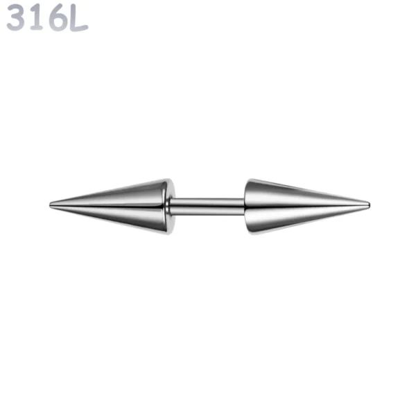 Piercing Barbell Court à Pointes Allongées Acier 316L Poli Piercing Barbell Court à Pointes Allongées Acier 316L Poli.