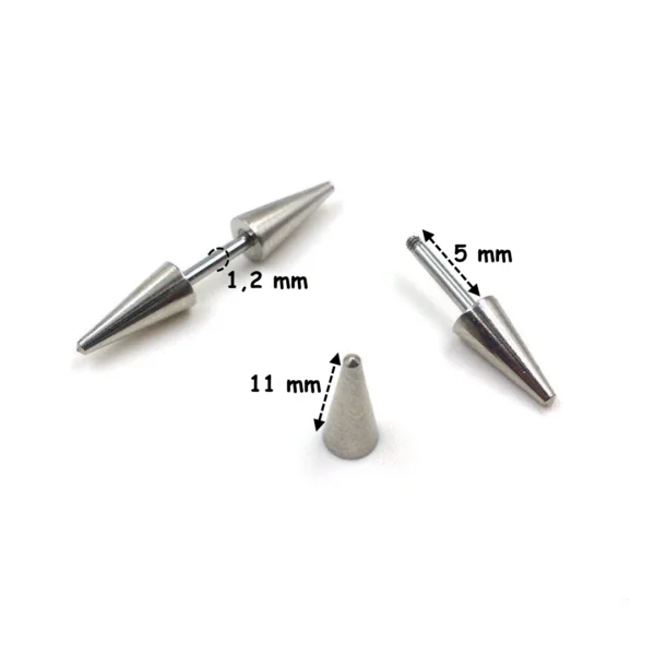 Piercing Barbell Court à Pointes Allongées Acier Chirurgical 316L (dimensions) Piercing Barbell Court à Pointes Allongées Acier Chirurgical 316L (dimensions).