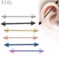Piercing Industriel Barbell 14G avec Pointes Acier 316L.
