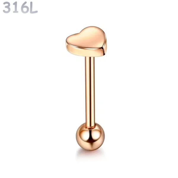Piercing Langue Cœur Acier Chirurgical Or Rose PVD Barbell 16 mm Piercing Langue Cœur Acier Chirurgical Or Rose PVD Barbell 16 mm.