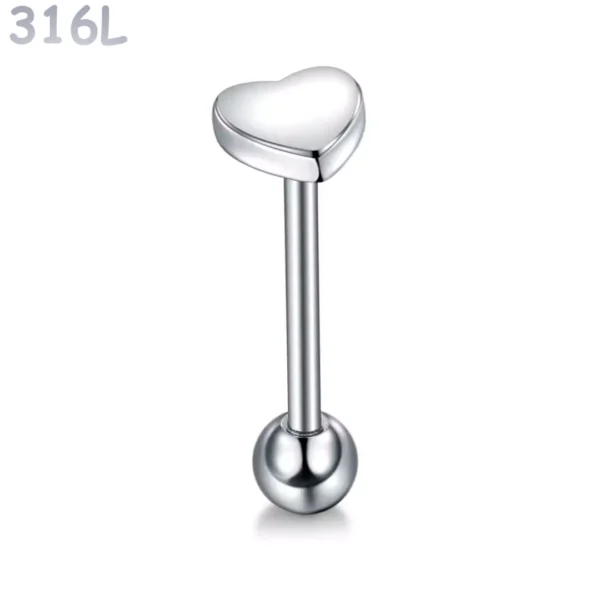 Piercing Langue Cœur Acier Chirurgical Poli Barbell 16 mm Piercing Langue Cœur Acier Chirurgical Poli Barbell 16 mm.