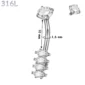 Piercing Nombril Cascade de Zirconiums Marquise Acier 316L Poli