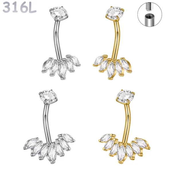 Piercing Nombril Zirconiums Marquise Acier 316L Piercing Nombril Zirconiums Marquise Acier 316L.