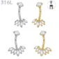 Piercing Nombril Zirconiums Marquise Acier 316L.