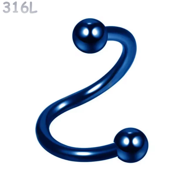Piercing Spirale (Twist) en Acier 316L Bleu Marine PVD Piercing Spirale (Twist) en Acier 316L Bleu Marine PVD.