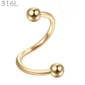 Piercing Spirale (Twist) en Acier 316L Doré PVD.