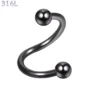 Piercing Spirale (Twist) en Acier 316L Noir PVD.