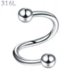 Piercing Spirale (Twist) en Acier 316L Poli.