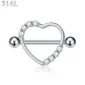 Piercing Téton Bouclier Cœur Zirconiums Acier 316L.