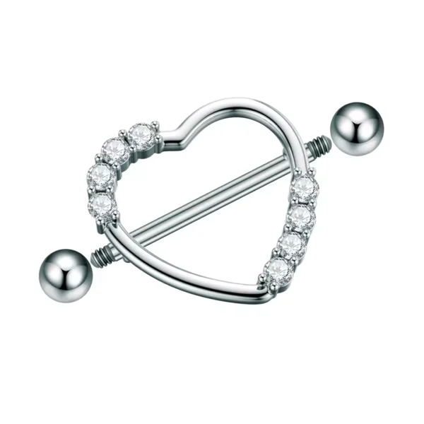 Piercing Téton Bouclier Cœur Zirconiums Barbell 16 mm Acier 316L Piercing Téton Bouclier Cœur Zirconiums Barbell 16 mm Acier 316L
