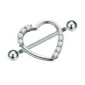 Piercing Téton Bouclier Cœur Zirconiums Barbell 16 mm Acier 316L
