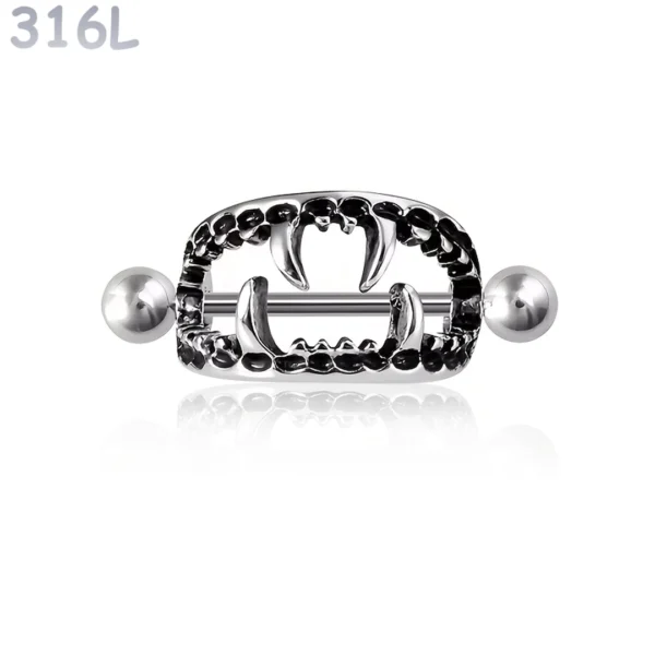 Piercing Téton Bouclier Crocs Vampire Acier 316L Poli Piercing Téton Bouclier Crocs Vampire Acier 316L Poli