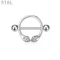 Piercing Téton Bouclier Serpent Double Tête Acier 316L.