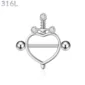 Piercing Téton Cœur Poignard Zircons Acier 316L.