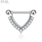 Piercing Téton V Pavé Zirconiums Acier 316L.