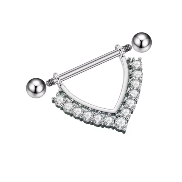 Piercing Téton V Pavé Zirconiums Barbell 16 mm Acier Chirurgical Piercing Téton V Pavé Zirconiums Barbell 16 mm Acier Chirurgical