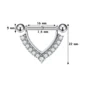 Piercing Téton ornement en V Pavé Zirconiums Acier Chirurgical 316L (dimensions)