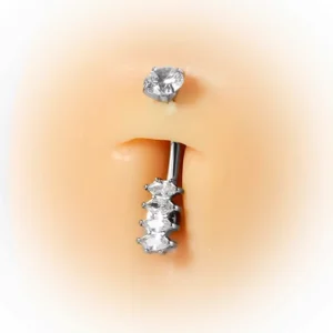Piercing au Nombril Cascade de Zirconiums Marquise Acier Chirurgical 316L Piercing au Nombril Cascade de Zirconiums Marquise Acier Chirurgical 316L.