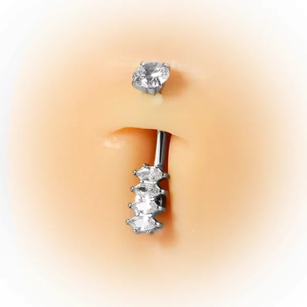 Piercing au Nombril Cascade de Zirconiums Marquise Acier Chirurgical 316L Piercing au Nombril Cascade de Zirconiums Marquise Acier Chirurgical 316L