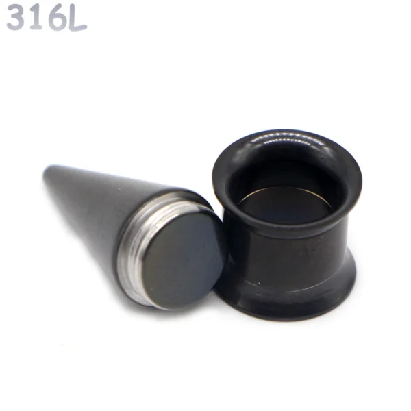 Taper & Tunnel Double Évasé Stretching Acier 316L Noir PVD Taper & Tunnel Double Évasé Stretching Acier 316L Noir PVD.