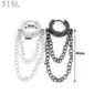Boucles d'Oreilles Créoles Double Chaînes Pendantes Acier 316L (dimensions).