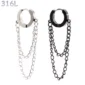 Boucles d'Oreilles Créoles Double Chaînes Pendantes Acier.