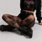 Collant Résille à Fleurs Noir Gothique Punk.