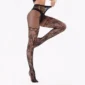 Collants Noirs Résille Florale avec Lignes Verticales Effet Couture