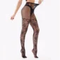 Collants Résille Florale & Lignes Verticales - Nylon Extensible
