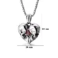 Collier Double Tête de Mort Cœur Acier 316L et Zircon Rouge (dimensions).