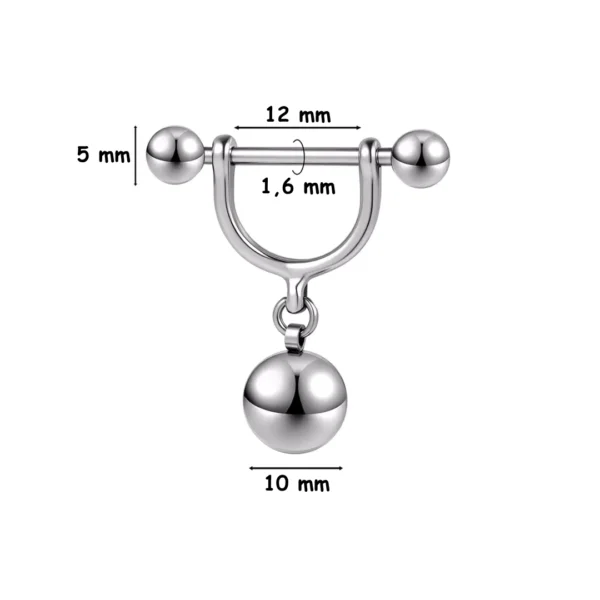 Piercing Téton Boule Pendante 10 mm Acier 316L Piercing Téton Boule Pendante 10 mm Acier 316L